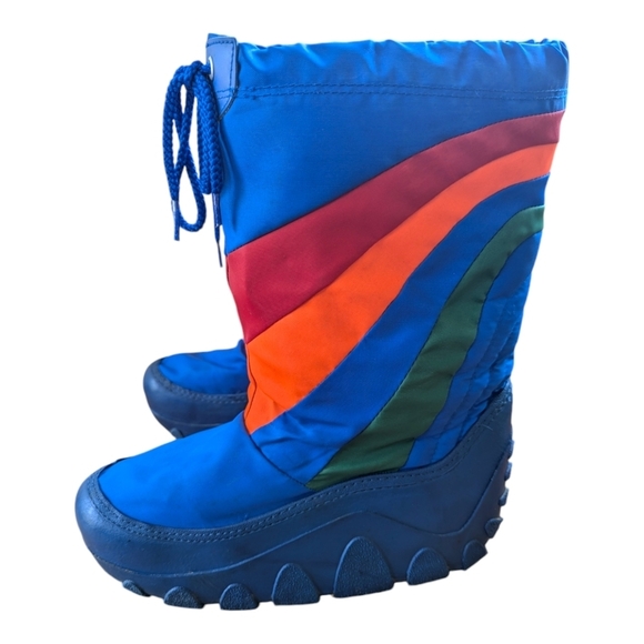 Vintage Shoes - Vintage 80s Striped Chunky Puffy Ski Moon Boots